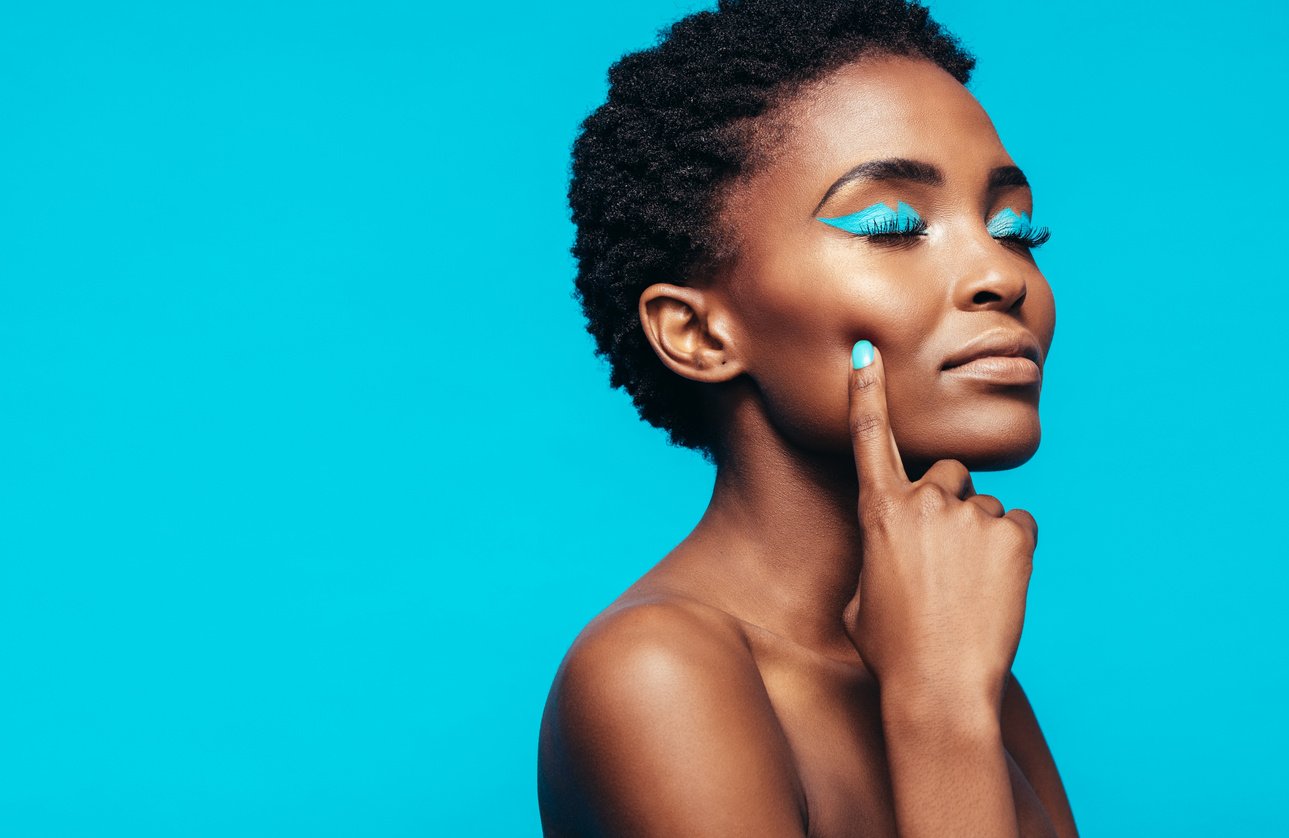 African Female Model with Vibrant Makeup